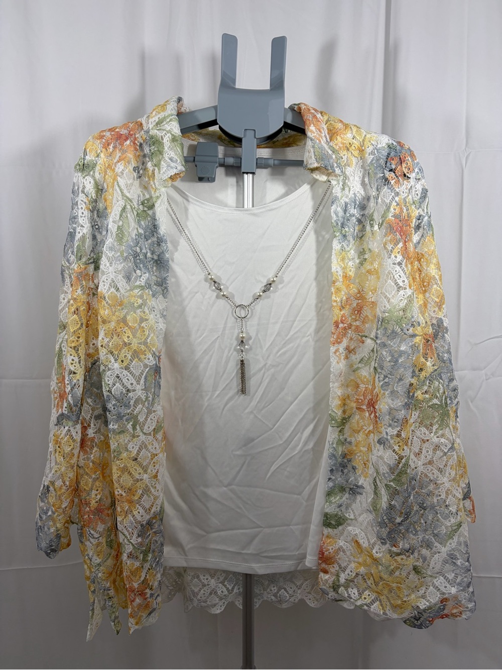 NWT Alfred Dunner Women's Size 1X Lace Floral Open-Front Jacket